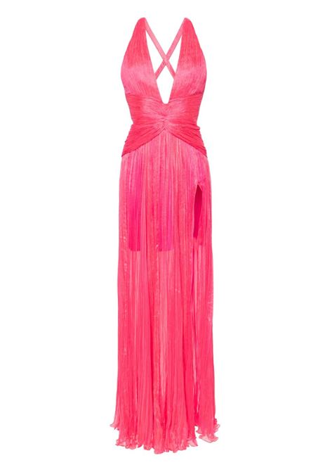 Pink Claire V-neck plissé gown Iris Serban - women IRIS SERBAN | Dresses | 24CLAIREPNK